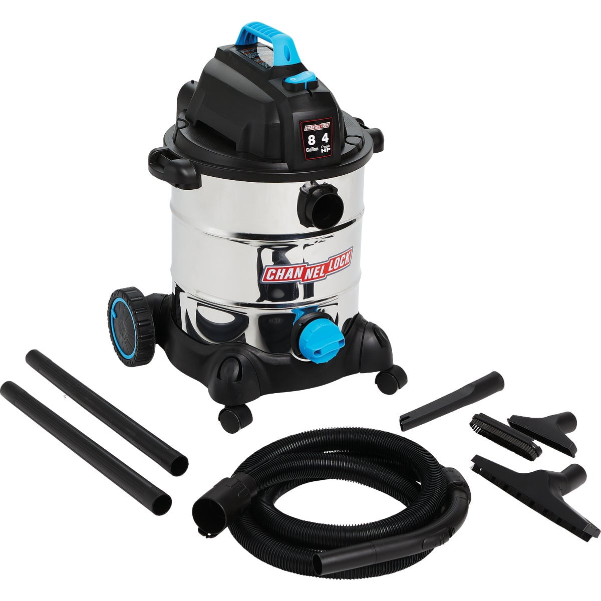 Channellock 8 Gallon S.S. Wet and Dry Vac, 8GAL 4.0HP WET/DRY VAC — Residential Use, Standard Application
