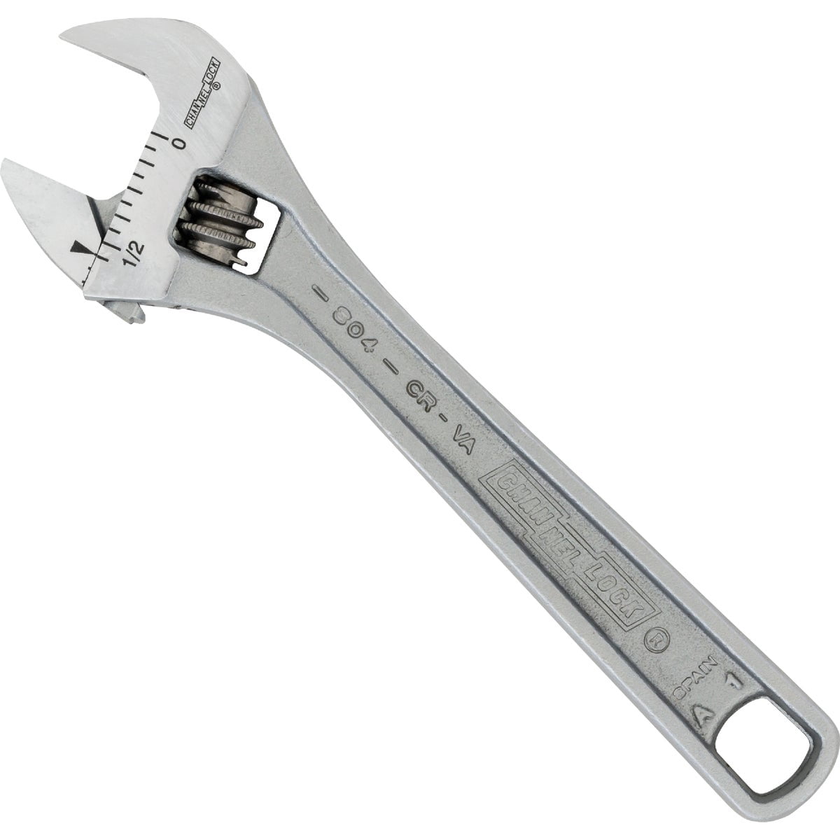 Channellock Adjustable Wrench - Adjustable Jaw - 4 In, Silver