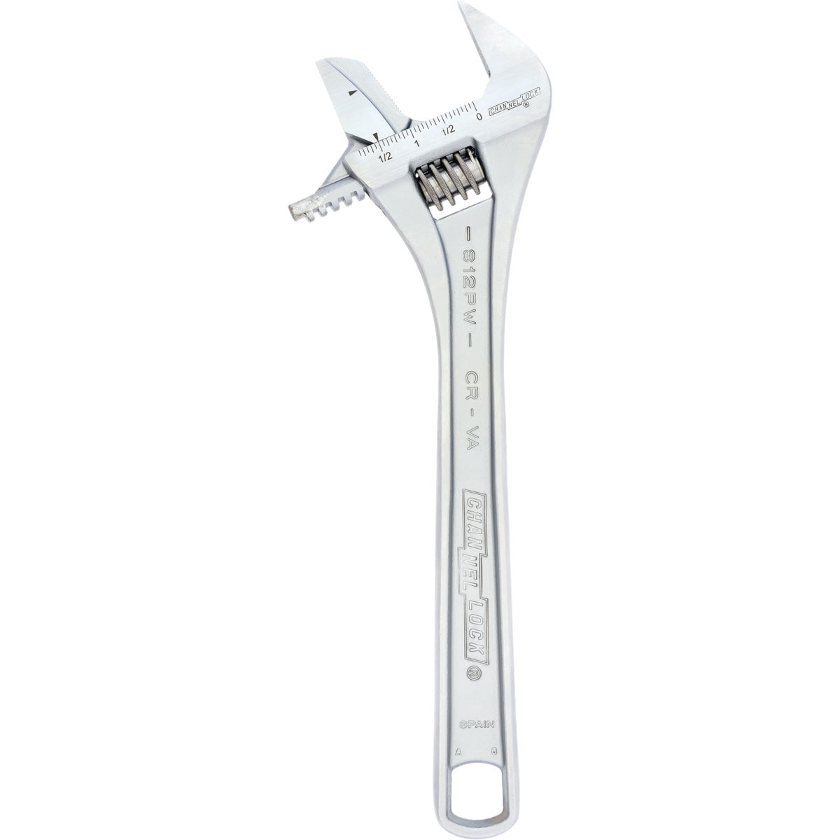 Channellock Adjustable Wrench 812PW - Reversible Jaw, Chrome, Pipe Wrench - 12 In