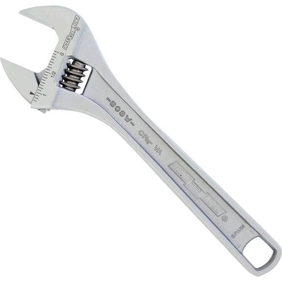 Channellock Adjustable Wrench Wide Jaw - Powder Coated Finish, Mechanical Operation - 8-Inch