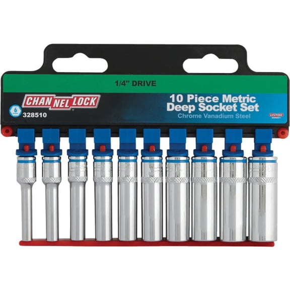 Channellock Products Metric 1/4" Drive 6-Point Deep Socket Set 10-Piece