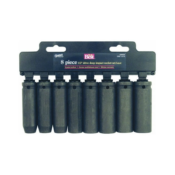 Channellock Products Standard 1/2" Drive 6-Point Deep Impact Driver Set 8-Piece