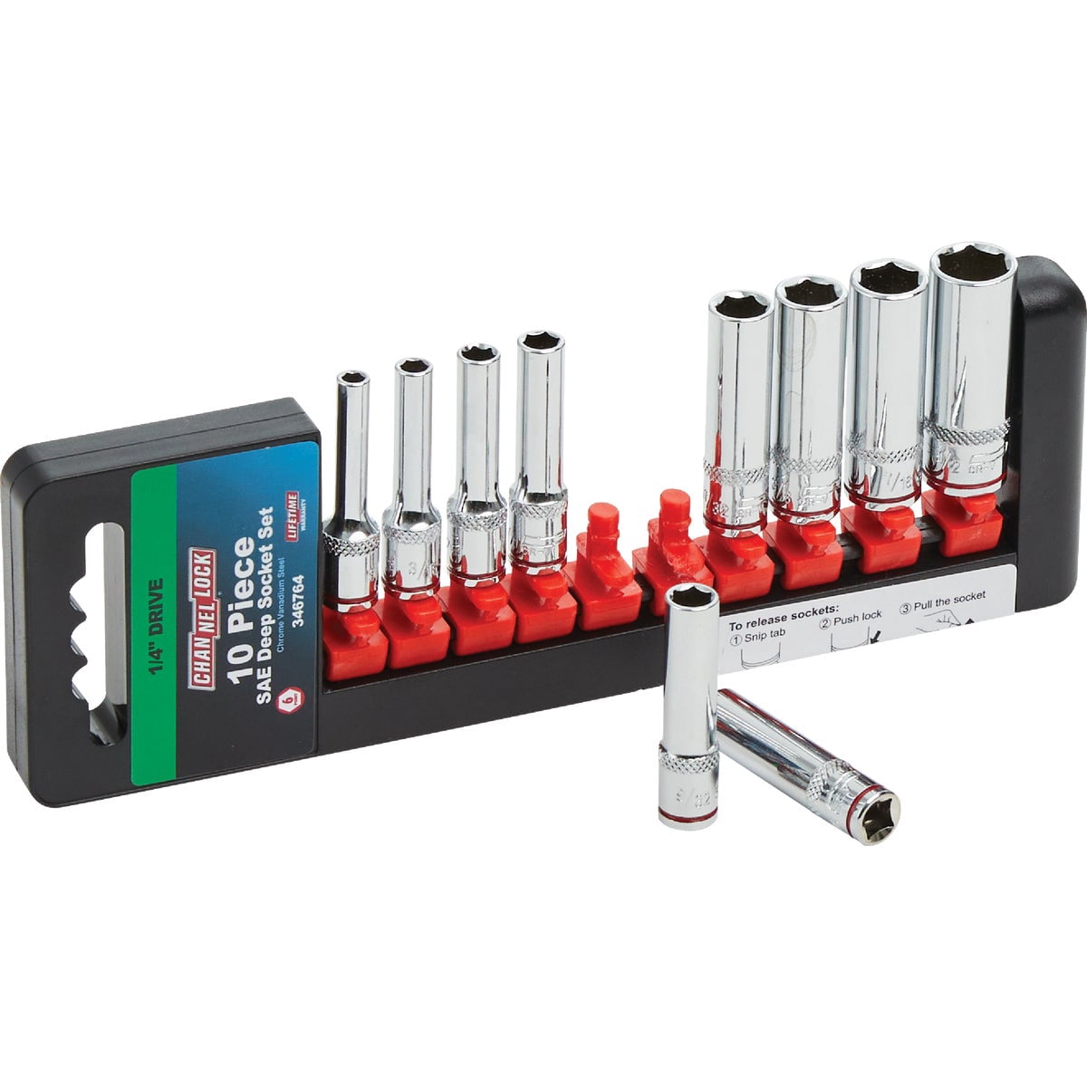 Channellock Products Standard 1/4" Drive 6-Point Deep Socket Set 10-Piece