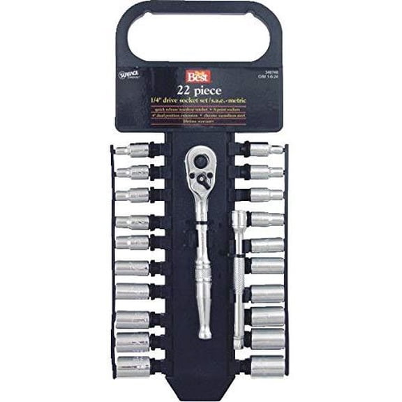 Channellock Products Standard/Metric 1/4" Drive 6-Point Shallow Socket Set 22-Piece