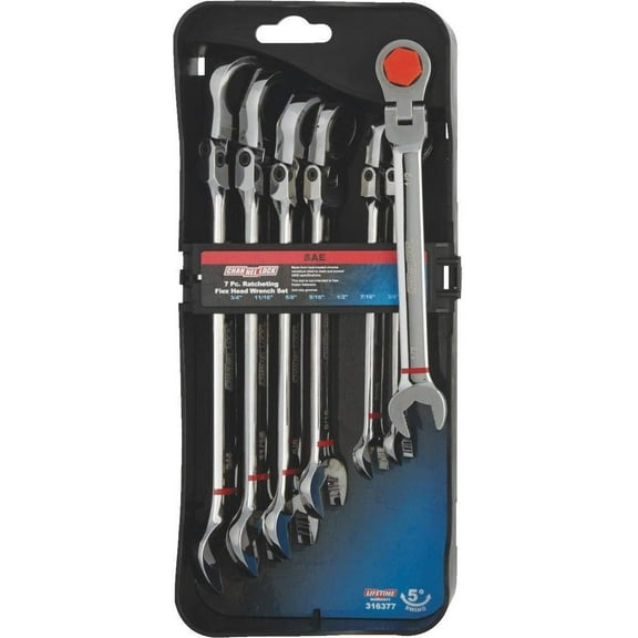 Channellock Standard 12-Point Flex Head Ratcheting Combination Wrench Set (7-Piece)