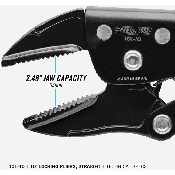 Channellock Straight Jaw Locking Pliers - Pack of 2  Heavy-Duty Construction, Professional Use