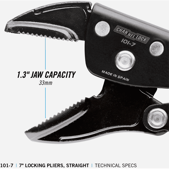 Channellock Straight Jaw Locking Pliers - Single Pack  Heavy-Duty Construction, Professional Use