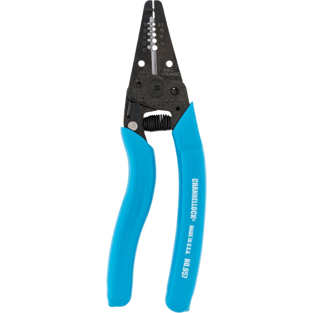 Channellock Wire Stripping Tool 957 - Ergonomic Handle, Channel Lock Wire Stripper - 7-Inch w/Spring