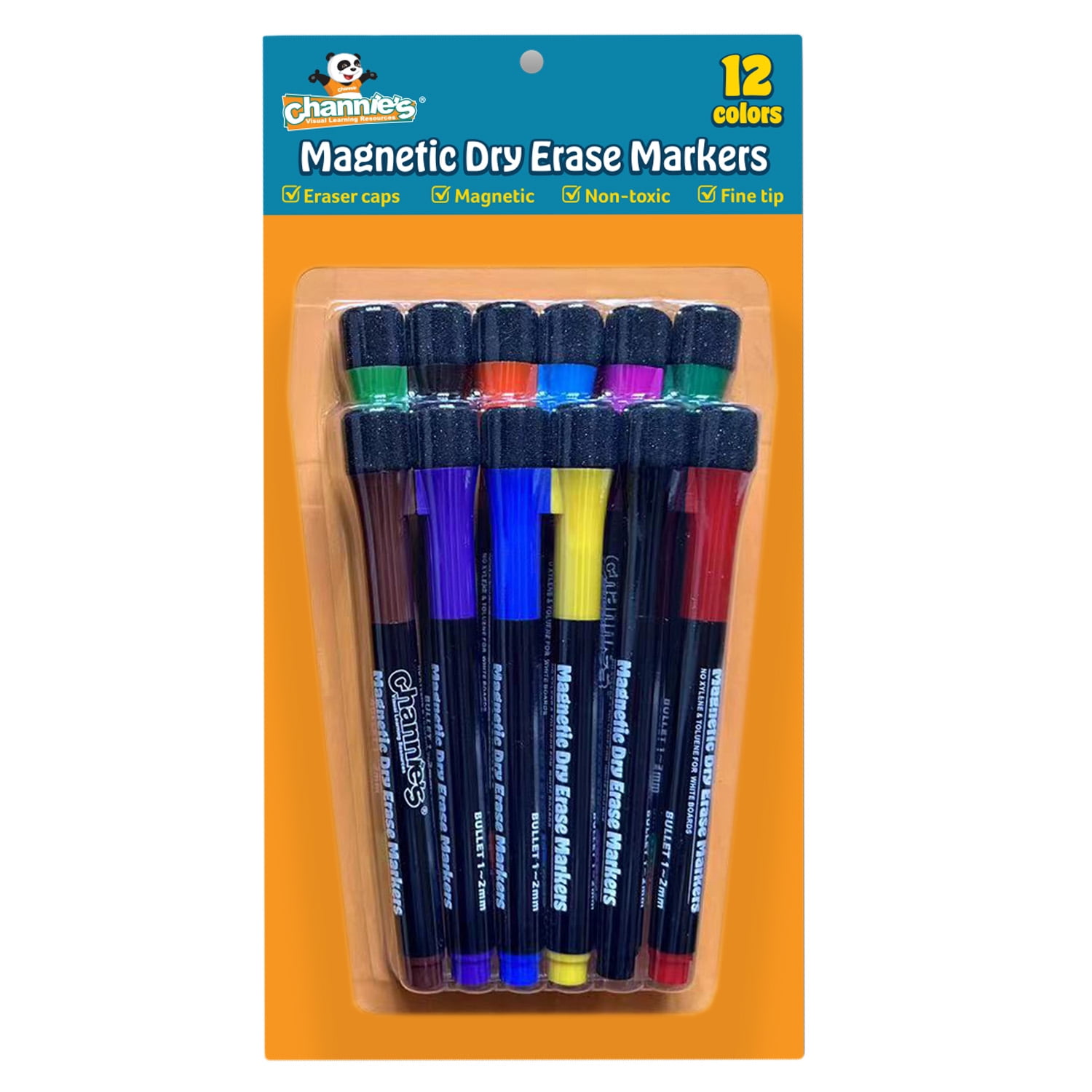 Channie's 12 Pack Dry Erase Markers with Eraser Cap, 12
