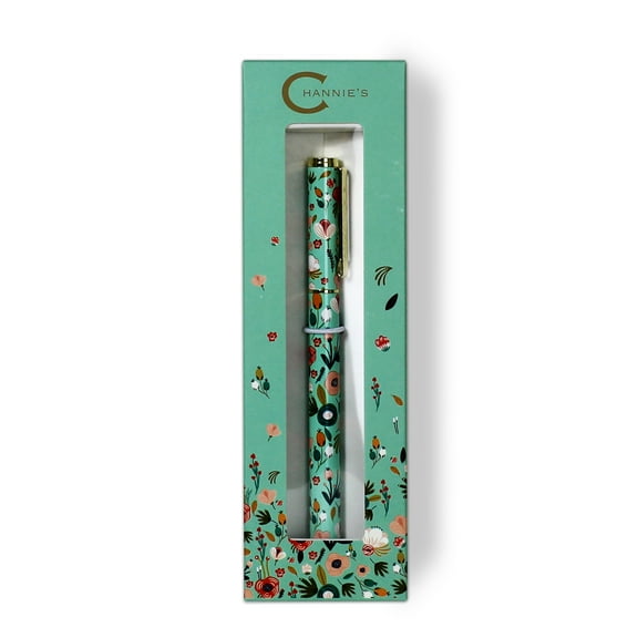 Channie's Beautiful Floral Rollerball Pen - Smooth Writing & Perfect for Home Office, Pen for Handwriting, Great Gift Idea for Teachers, Graduation Coworkers - Teal