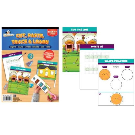Channie’s Cut, Paste, Trace, & Learn Workbook – Scissor Skills Workbook, Improve Fine Motor Skills, Preschool to 1st Grade, Practice Cutting with Scissors at Home