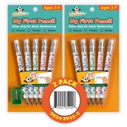 Channie's My First Pencil Colorful White 2B Graphite Pre-Sharpened Pencils with Pencil Sharpener, White, 10 Count, 2 Pack
