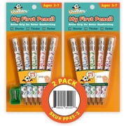 Channie's My First Pencil Colorful White 2B Graphite Pre-Sharpened Pencils with Pencil Sharpener, White, 10 Count, 2 Pack