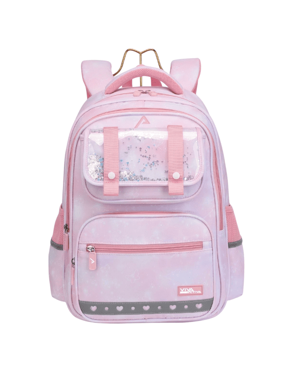 Channie’s High-End 17” Sparkling Waterproof Ergonomic Backpack – Durable with Strong Back Support & Extra Pockets-Pink