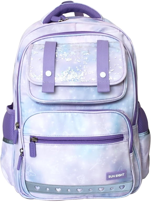 Channies High-End 17 Sparkling Waterproof Ergonomic Backpack Durable with Strong Back Support & Extra Pockets Purple