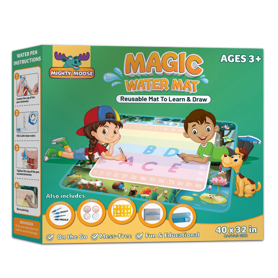 Channie's MAGIC Water Doodle Mat, No Mess! Reusable Mat to Learn and Draw, Ages 3+