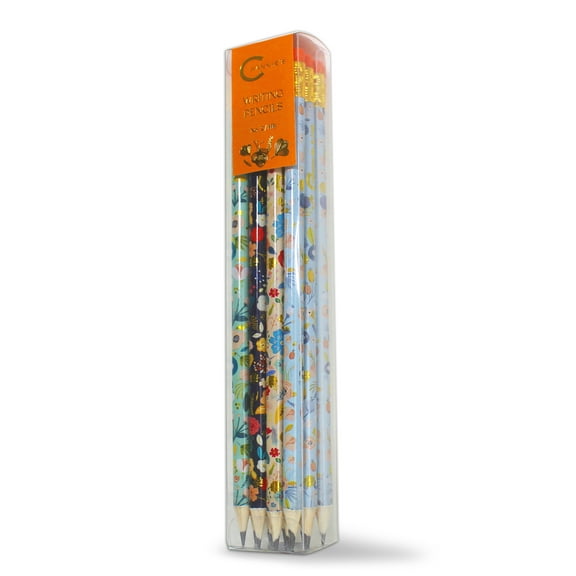 Channie's No. 2 HB Floral Pencils Set of 12 - Fun Wooden Pencils with Colorful Flower Patterns - Cute Desk Accessories - Floral Design