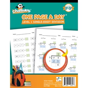 Channie's One Page A Day Single Digit Division Workbook, 8.5 x 11 in, Multicolor, 33 Pages
