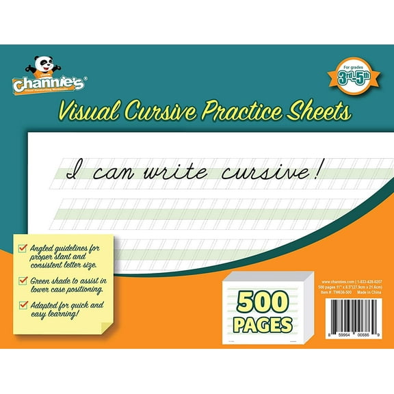 Channie’s Quick & Neat Cursive Handwriting Ream, 500 Pages