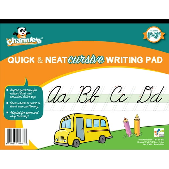 Channie's Quick & Neat Visual Cursive Handwriting Practice Pad