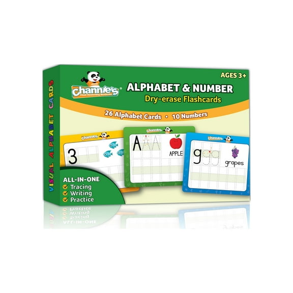 Channie's Visual Dry Erase Alphabet and Numbers Flashcards