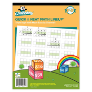 Channie's Visual Math LineUp, Quick & Neat Triple Digit Math Line Up, blank paper sheets for addition, subtraction, and single digit multiplication. Grades 1, 2, 3, 4th