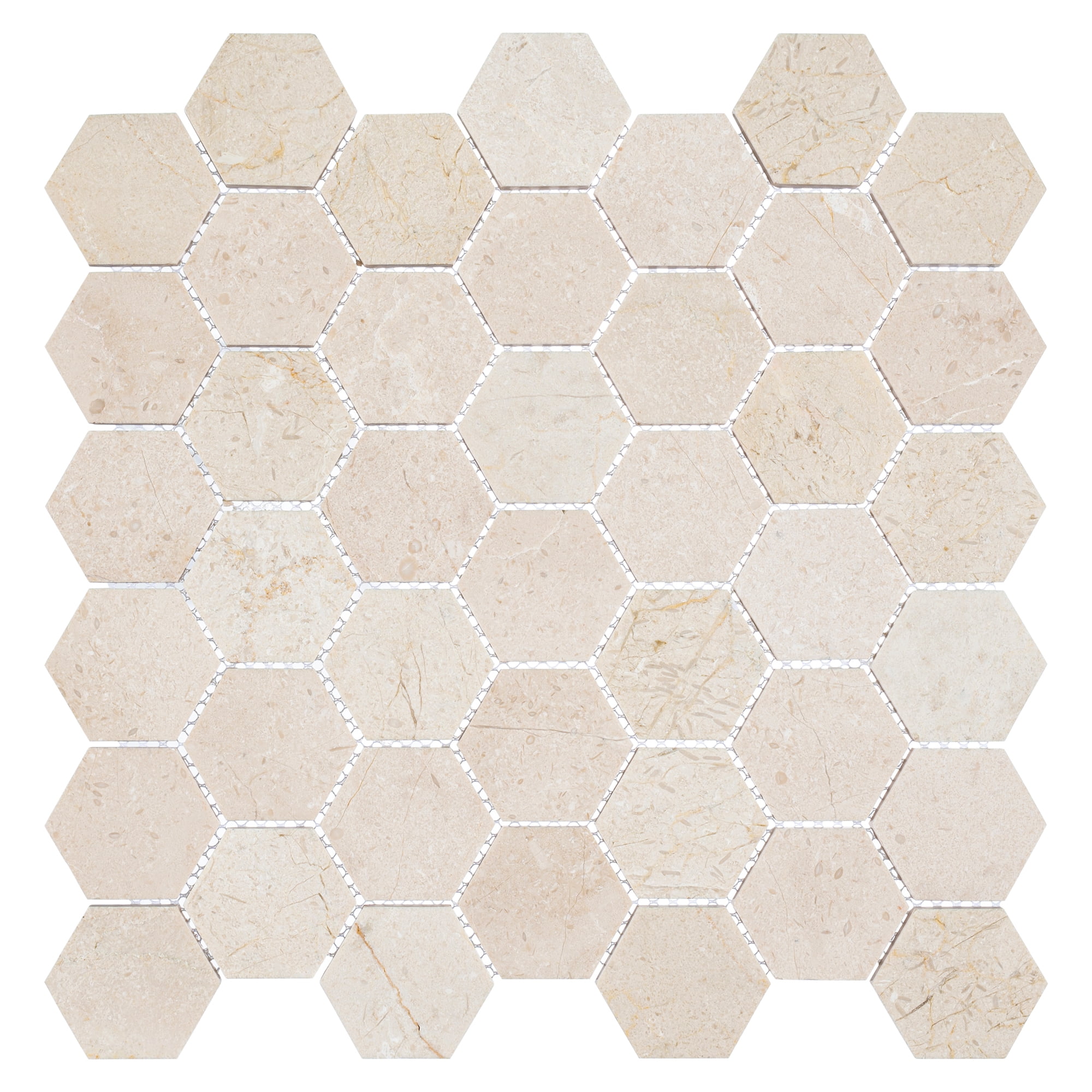 Latte Hexagon Marble Honeycomb Mosaic Tile Sheet