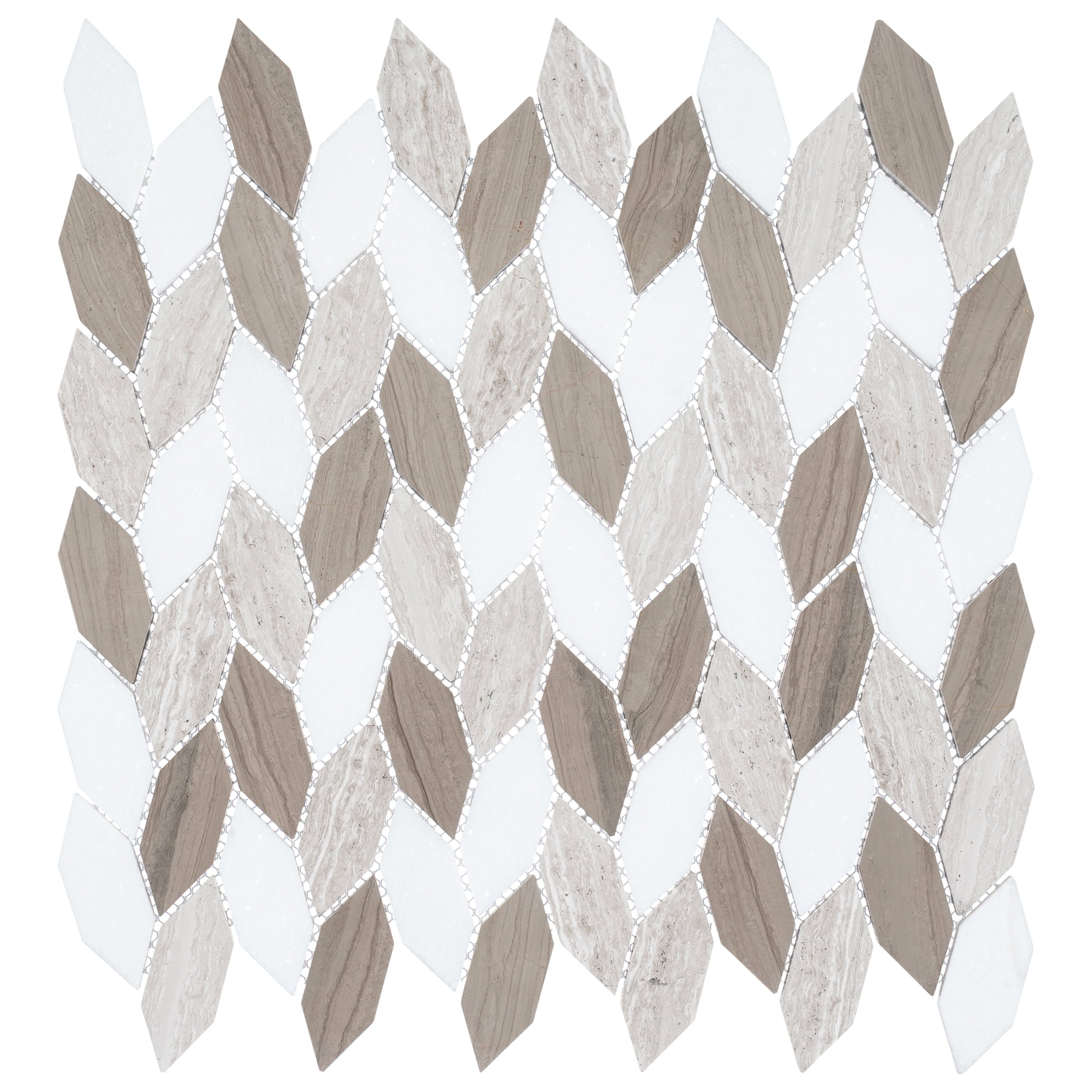 Baskit White Tan and Brown Hexagon Natural Stone Mosaic Tile