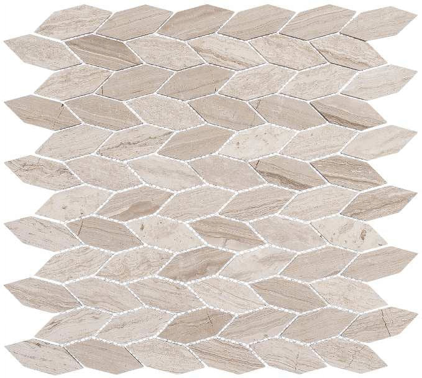 Elongated Hexagon Beige Marble Mosaic Tile for Bathroom and Outdoor