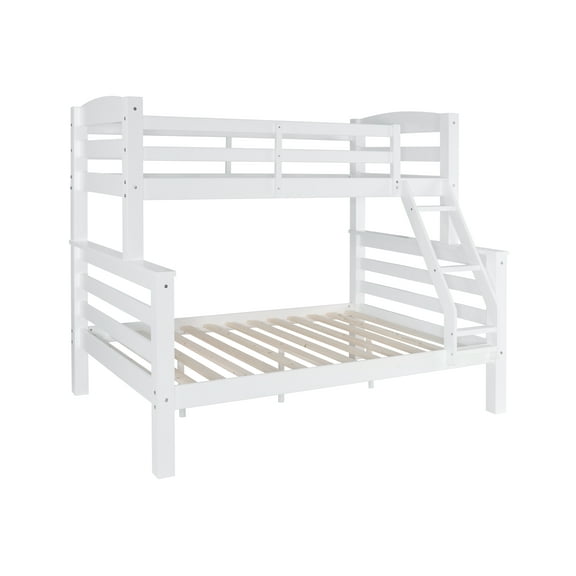 Channon kids Twin Over Full Bunk Bed with Built-In Ladder, White