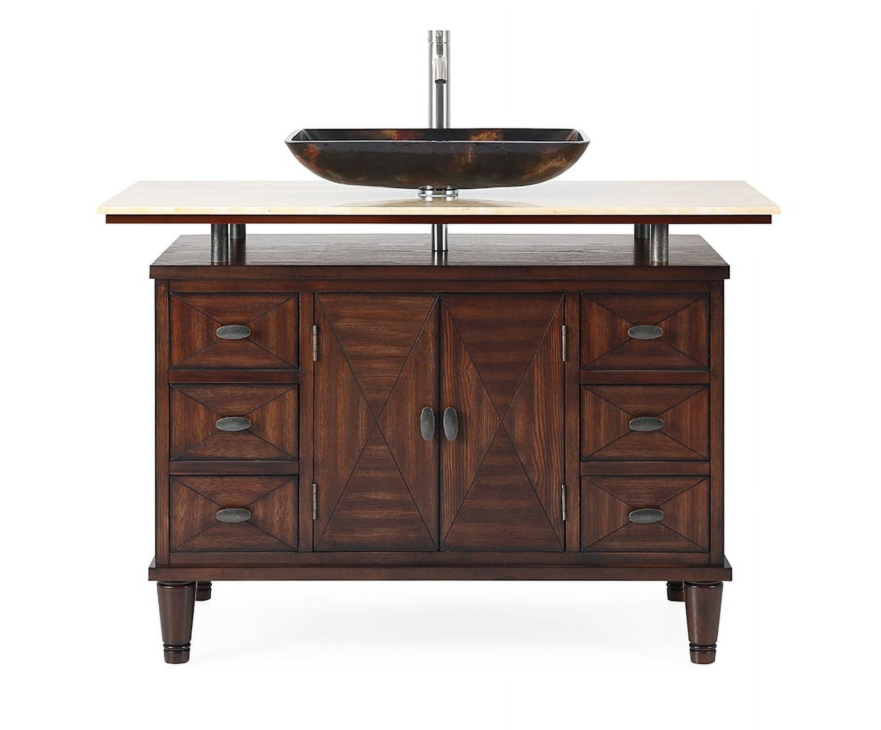 Verdana 48" Dark Brown Wood Bathroom Vanity with Yellow Marble Top