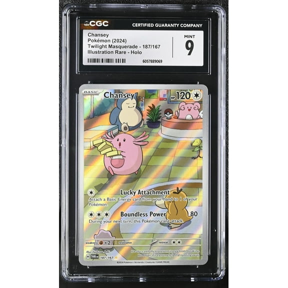 Chansey Pokemon Trading Card 2024 Twilight Masquerade Illustration Rare Holo CGC 9