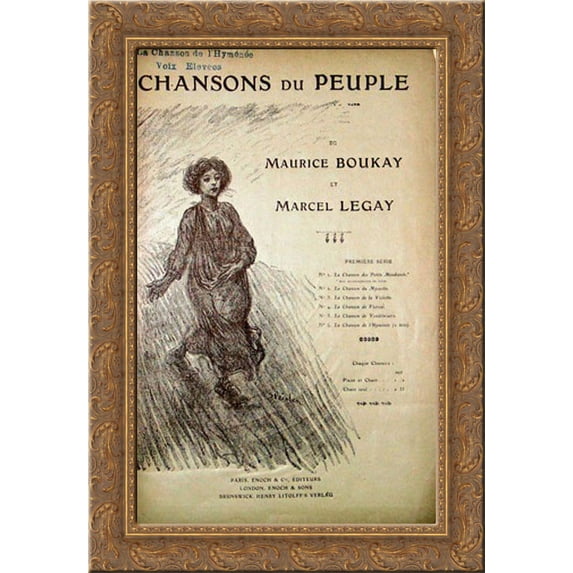 Chansons du Peuple 24x18 Gold Ornate Wood Framed Canvas Art by Theophile Steinlen