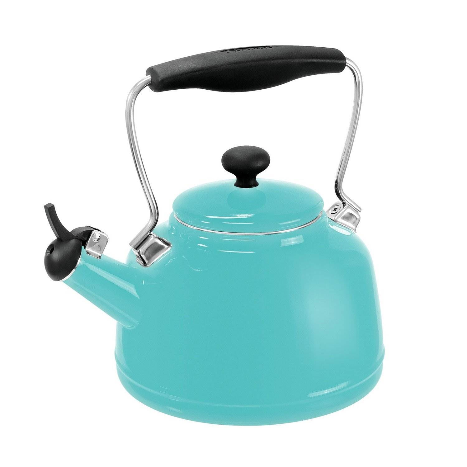 Aqua Enamel 1.7 qt Whistling Vintage Teakettle
