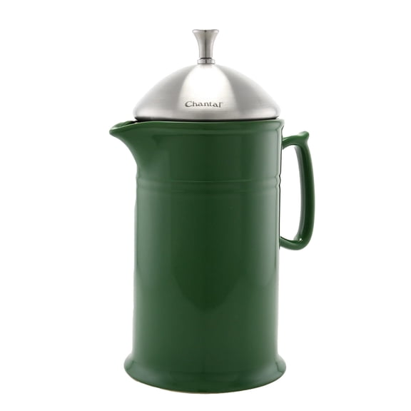 Chantal 28 ounce Ceramic French Press with Stainless Plunger, Forest Green