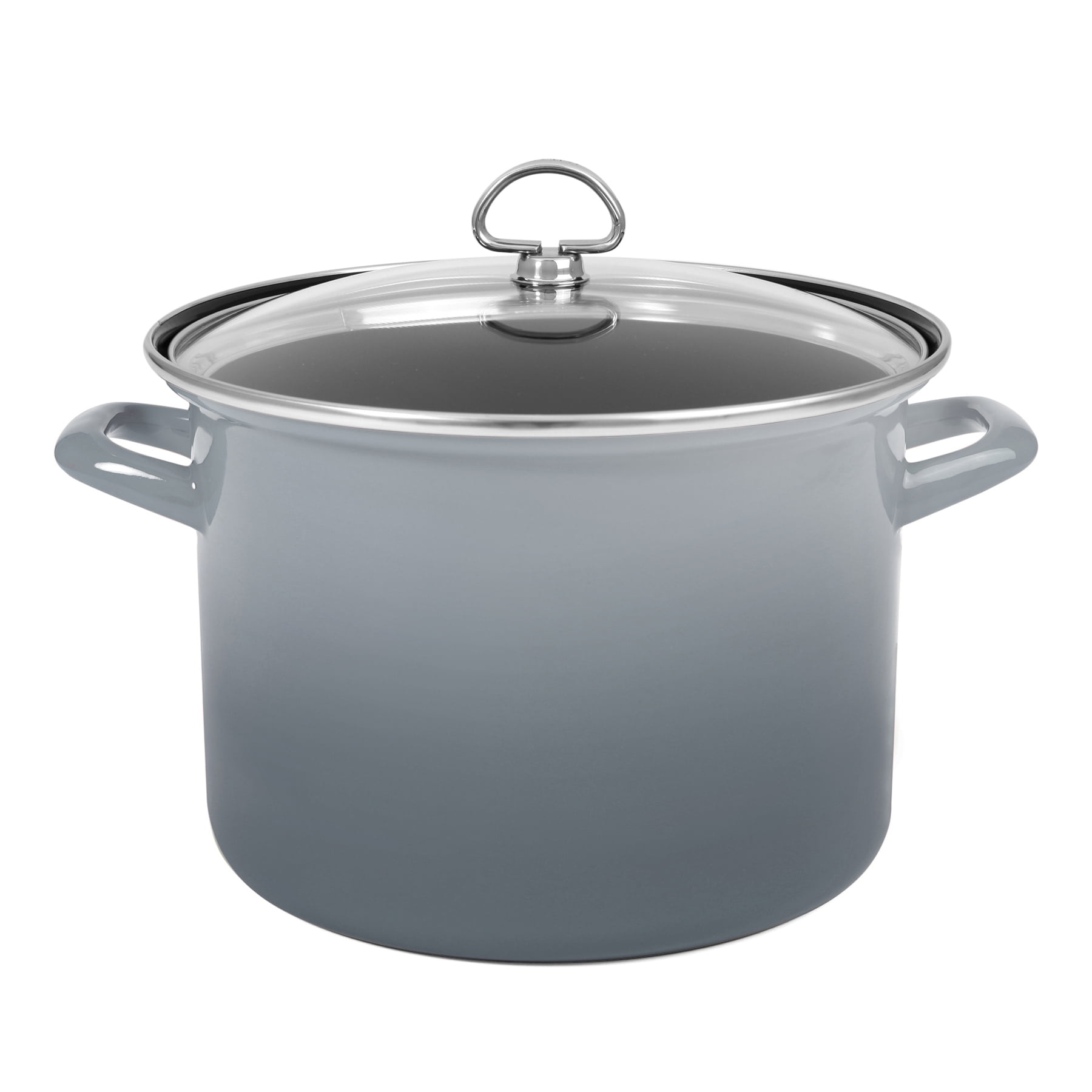 32-200S FG Chantal 4 Quart Enamel-On-Steel Soup Pot with Glass Lid - Fade  Grey
