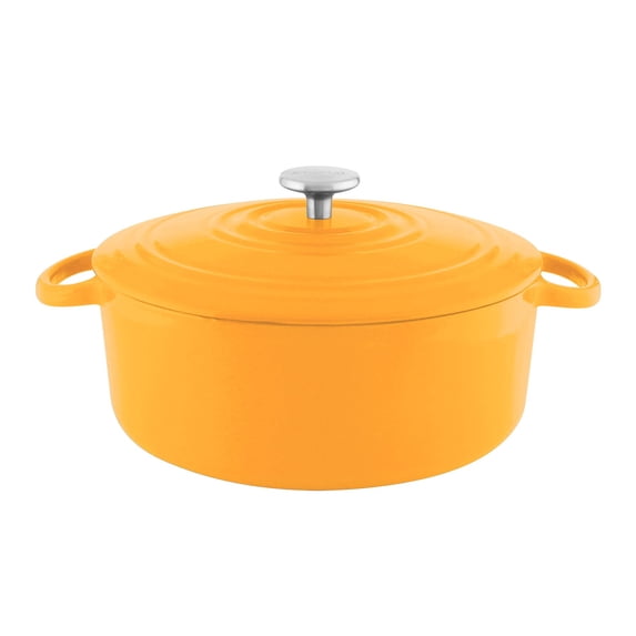 Chantal Enameled Cast Iron Cookware, 7 quart Dutch Oven, Marigold
