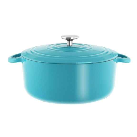 Chantal TC32-280 BA 7qt Round Enamel Dutch Oven-Sea Blue Cast Iron Cookware, 7 quart capacity
