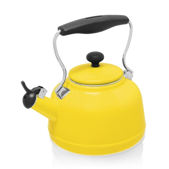 Chantal Tea Kettle, 1.7 QT, Vintage Series, Premium Enamel on Carbon Steel, Whistling, Even Heating & Quick Boil (Canary Yellow)