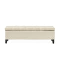 thumbnail image 1 of Chantal Velvet Storage Ottoman Bench, Ivory and Dark Brown, 1 of 13