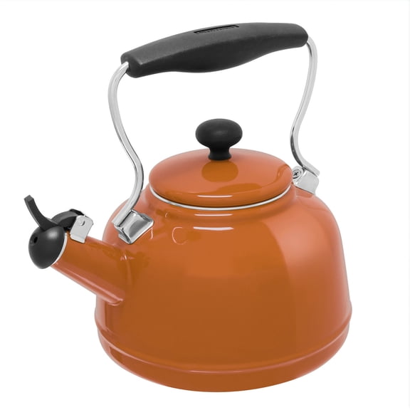 Chantal Vintage 1.7-Quart Enamel-on-Steel Teakettle, Tomato Bisque