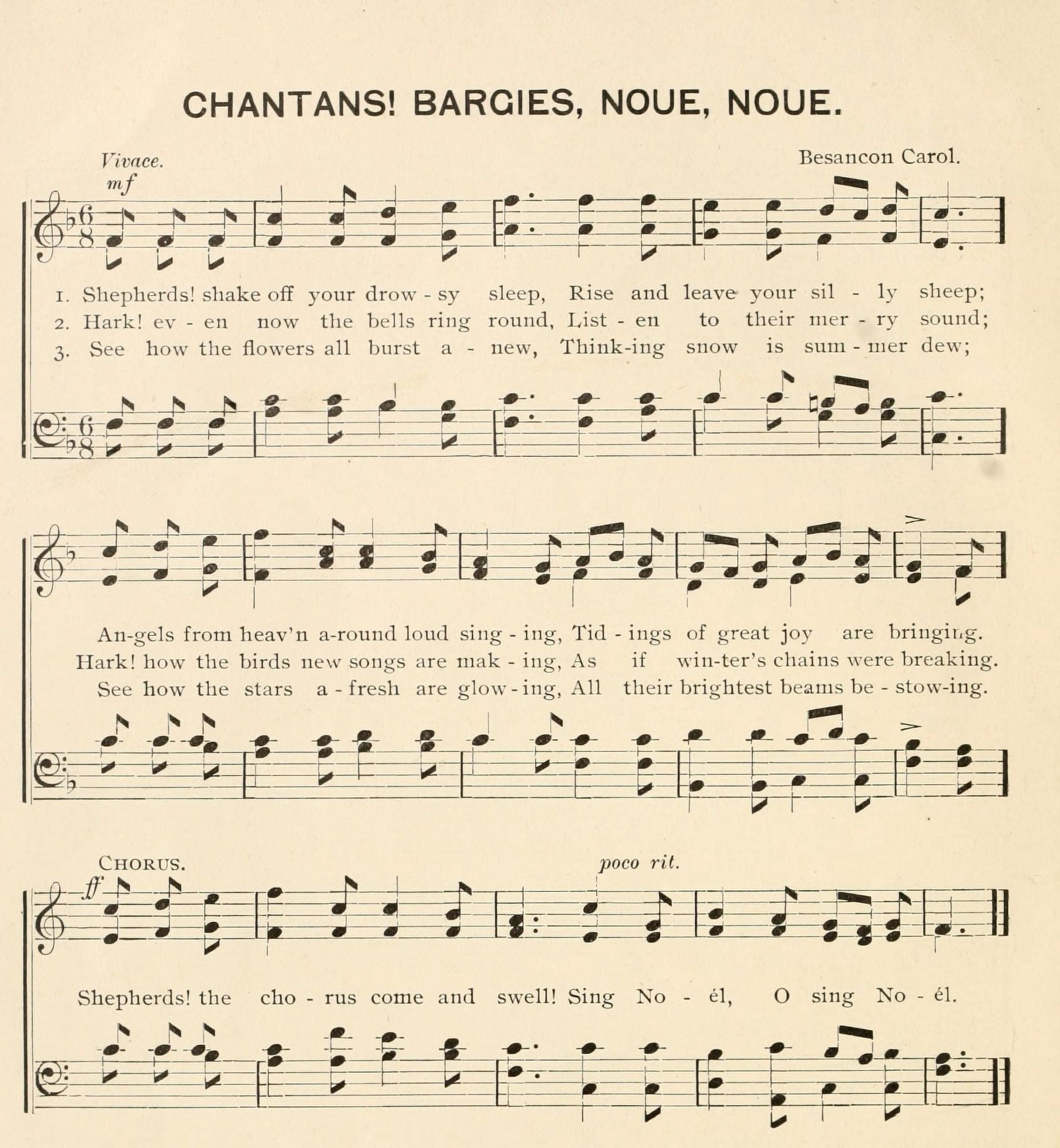Chantans Bargies Noue Noue Christmas Carols Ancient & Modern 1897 Canvas Art - (24 x 36)