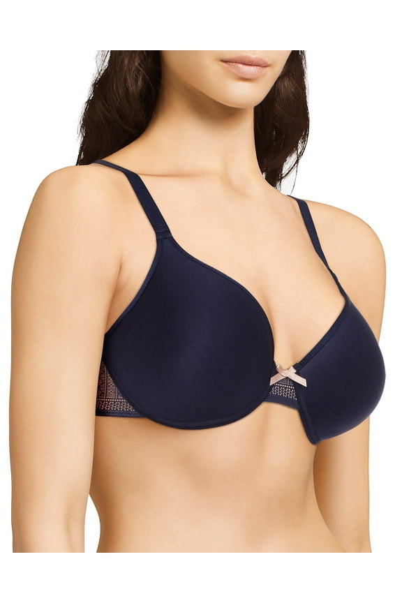 Decorative Mesh Band Plunge Bra, Sapphire, Size 34F