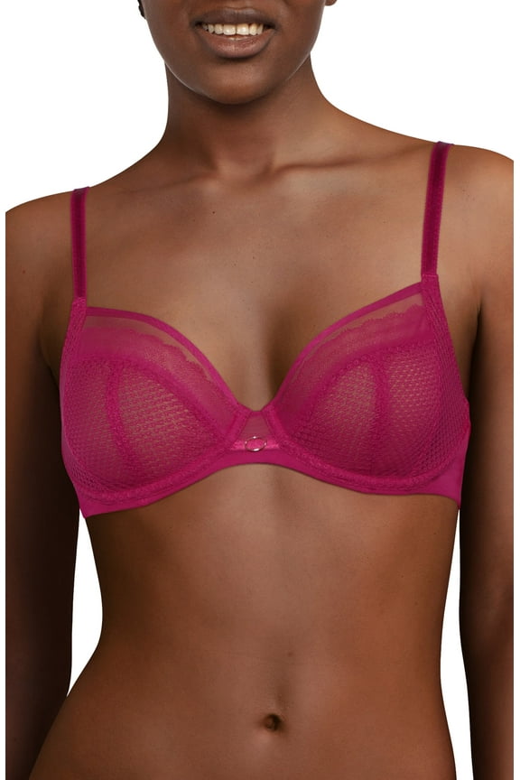 Intimates Unlined Plunge Underwire Bra in Magenta Size 34DDD US