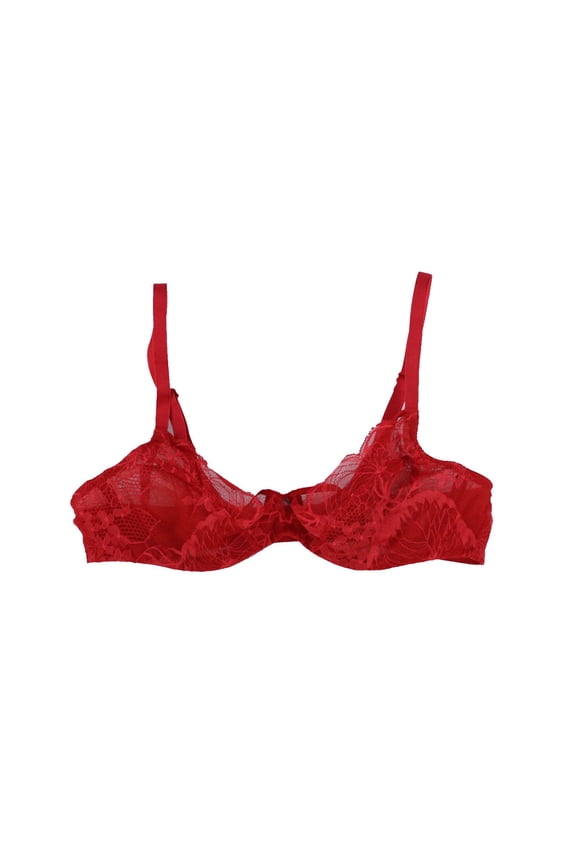 Women's Underwire Bra Lace Adjustable Straps Floral Support Red New