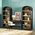 Walker Edison Desk with 2 Open Arched Bookshelves, Set of 3, Black