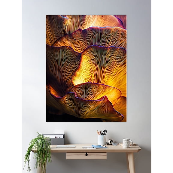 Chanterelles Mushroom Food Art Abstract Poster Wall Art, Modern Wall Decor For Living Room Bedroom, 16x24 UNFRAMED