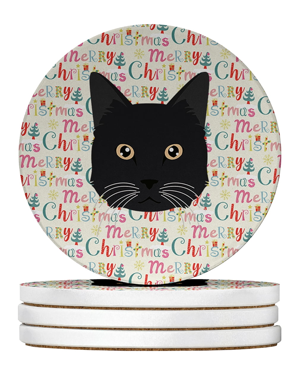 Chantilly Tiffany Cat Christmas Large Sandstone Coasters Pack of 4 4 in x 4 in
