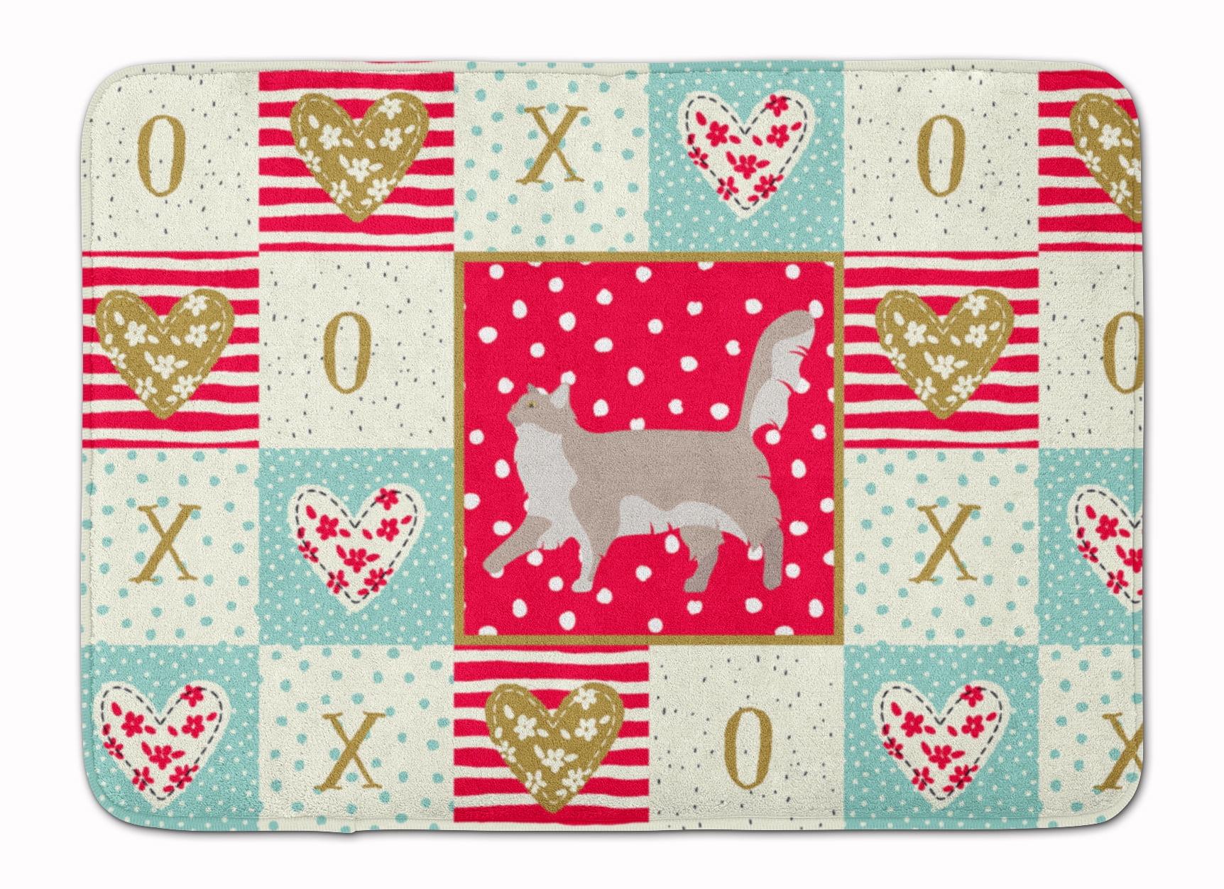 Chantilly Tiffany Cat Love Machine Washable Memory Foam Mat Red