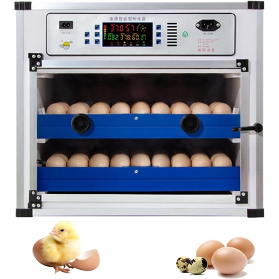 Chantmo 136 Eggs Automatic Poultry Incubator Auto Turning Intelligent Temp Humidity Control 5 Preset Modes AC/DC Power with Egg Candler for Chicken Duck Goose Quail